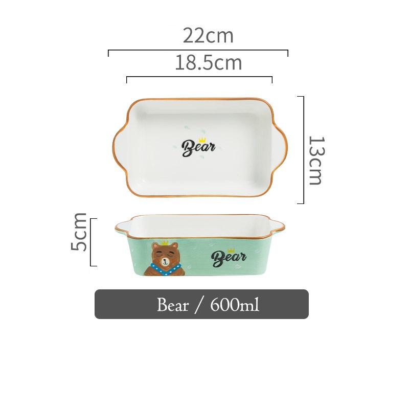 8 inch Cartoon Animal Baking Plate Ceramic Baked Dish Bakeware Tray Pasta Pizza Bowl Serving Plate 600ml