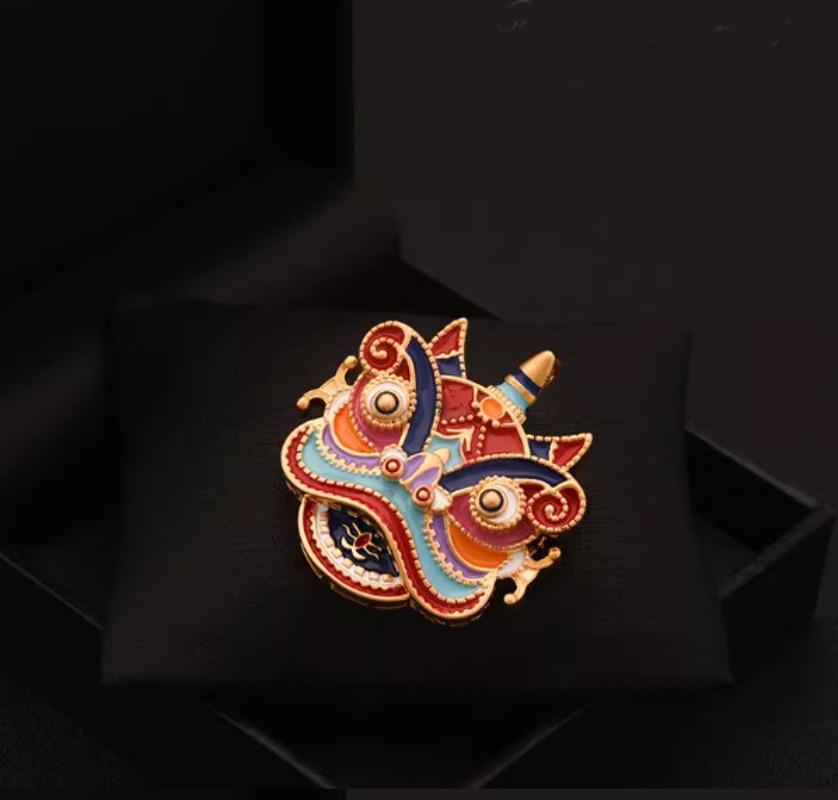 1Pc Classical Elegant Lion Brooch Pin Chinese Aesthetics Retro Personalized Jewelry Accessories Trendy Charm Gift Spread Culture