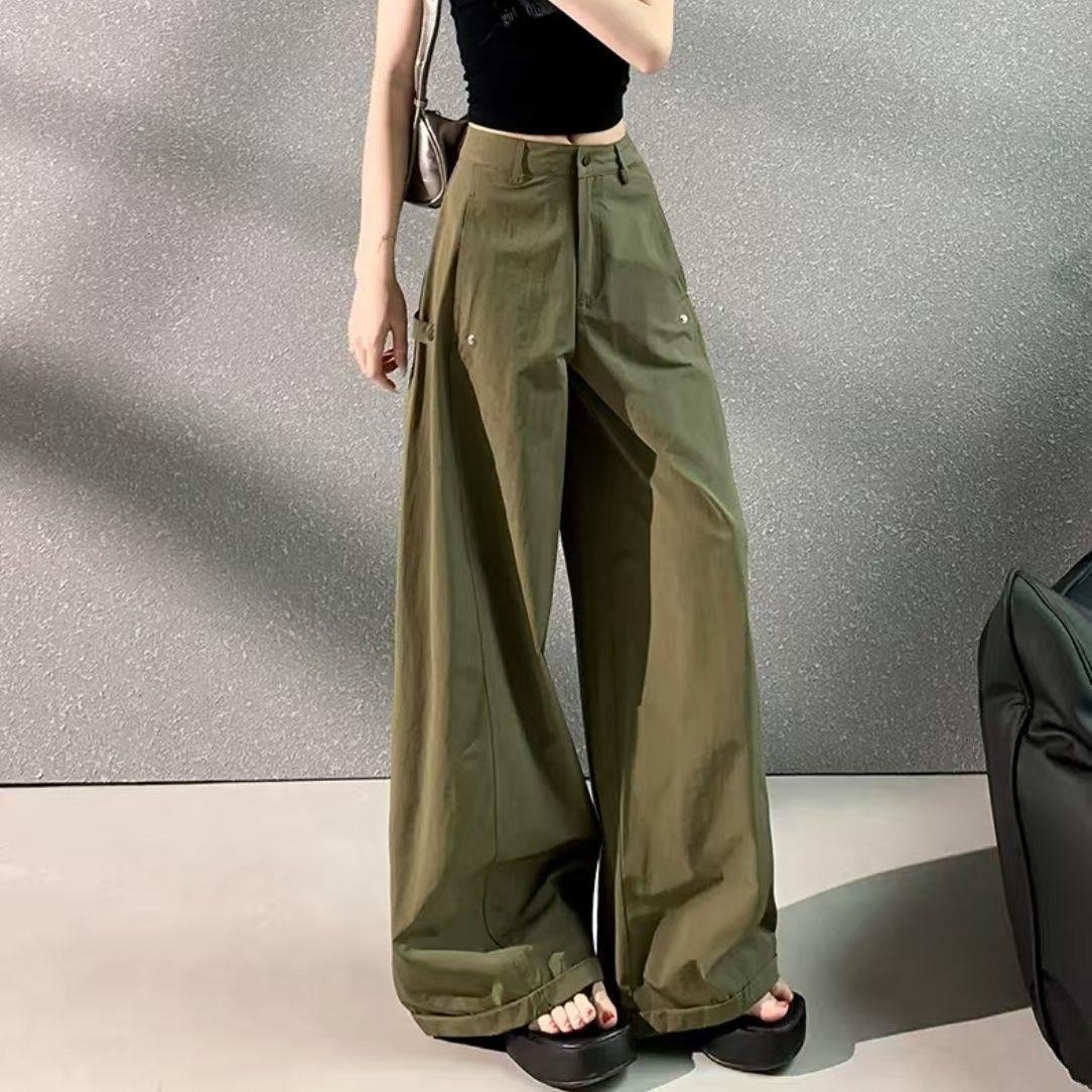 

2025 American Style High Waist Sporty Wide Leg Cargo Pants - Slimming, Loose Fit, Quick-Drying 2X Large темно-синий
