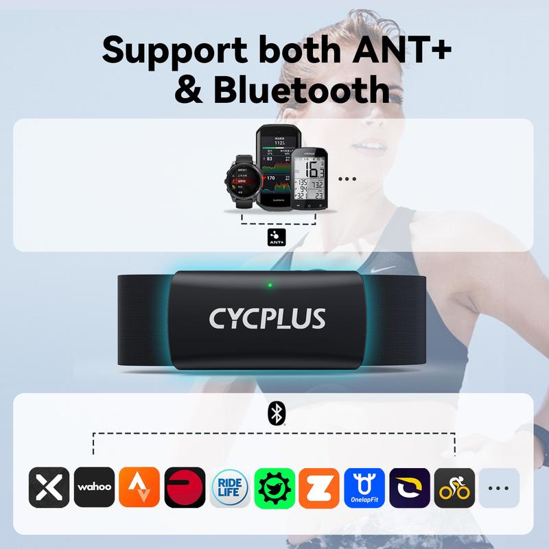 CYCPLUS Heart Rate Chest Monitor BLE ANT+ IPX7 Heart Rate Chest Strap Cycling Bike Computer Accessories Cadence Speed Sensor