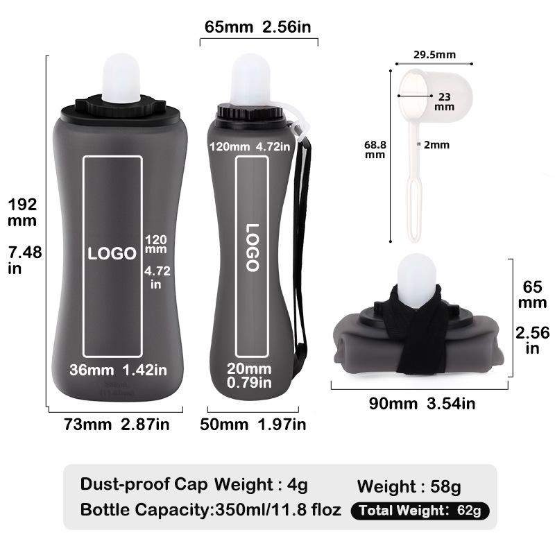 Foldable Silicone Running Water Bottle - Lightweight & Portable Hydration Gear for Marathon Runners