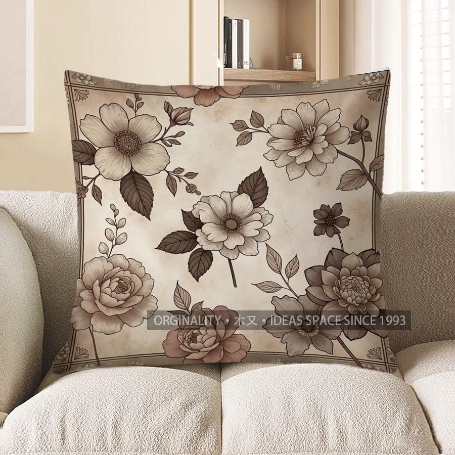 2D Floral Patterned Throw Pillow Covers For Home Pattern Cushion Cover Suitable For Sofa Bedroom Car Pillow Cover