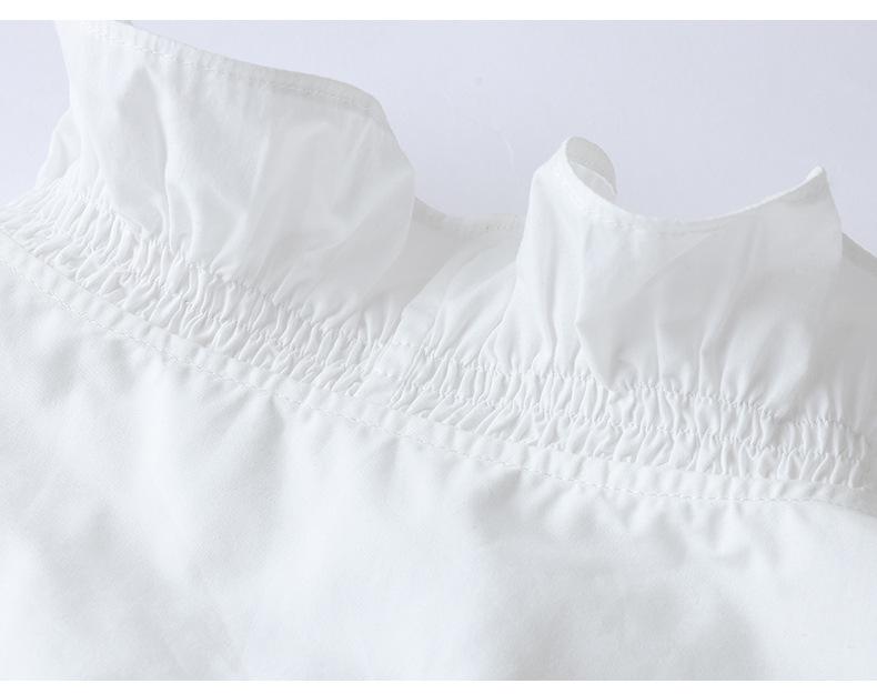 Elegant French Wood Ear Collar White Cotton Long Sleeve Women's Shirt - 2026 Early Spring Collection