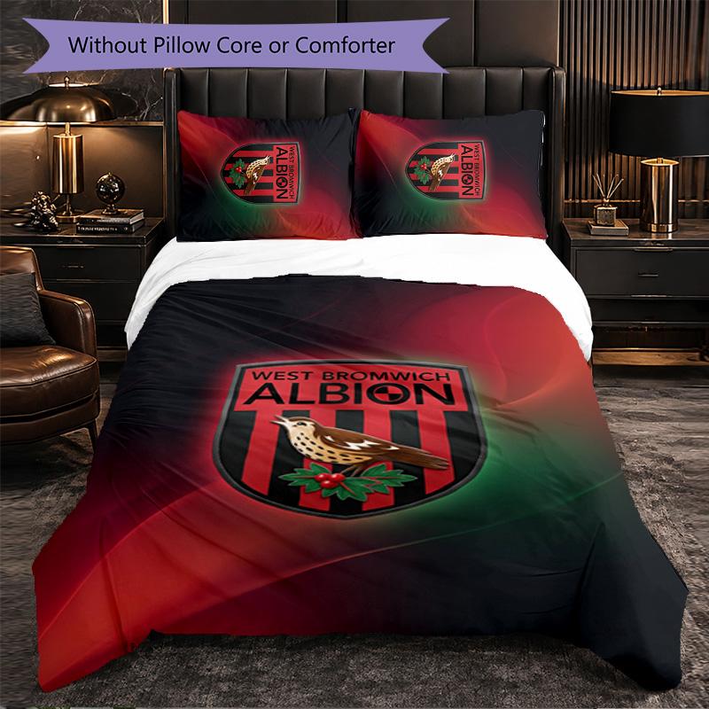 West Bromwich Albion Football Set Biancheria da Letto 3 Pezzi Morbido Set Copripiumino con Federe Set Decorazione Camera da Letto per la Casa