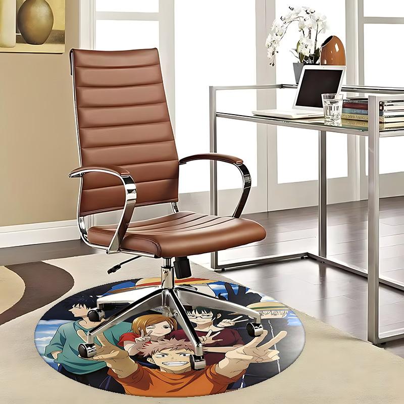 

1pc Anime Panda and Friends Peace Sign Round Carpet - Office Chair Mat, Anti-Slip Rug for Home Decor, Living Room, Bedroom 80cm