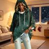 Women's 3/4 Sleeve Christmas Print Hooded Pullover Top Casual Holiday Outfit