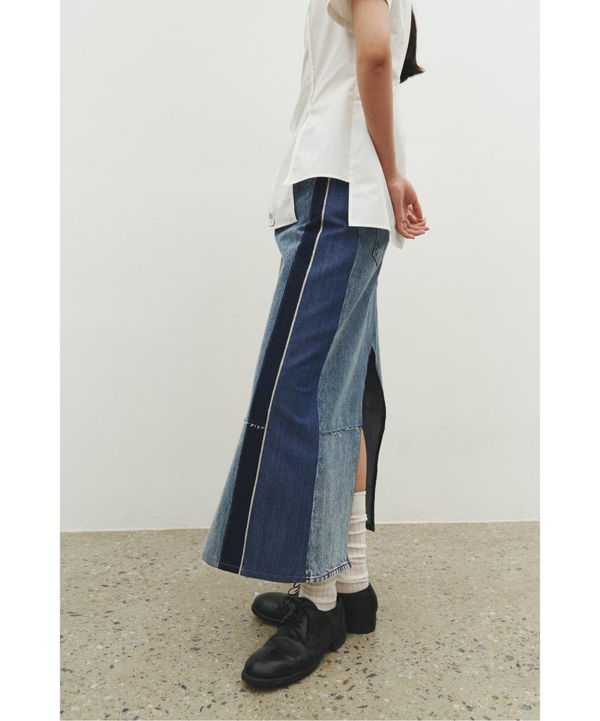 Record Wide Denim Skirt_Rqkaa25518Bux