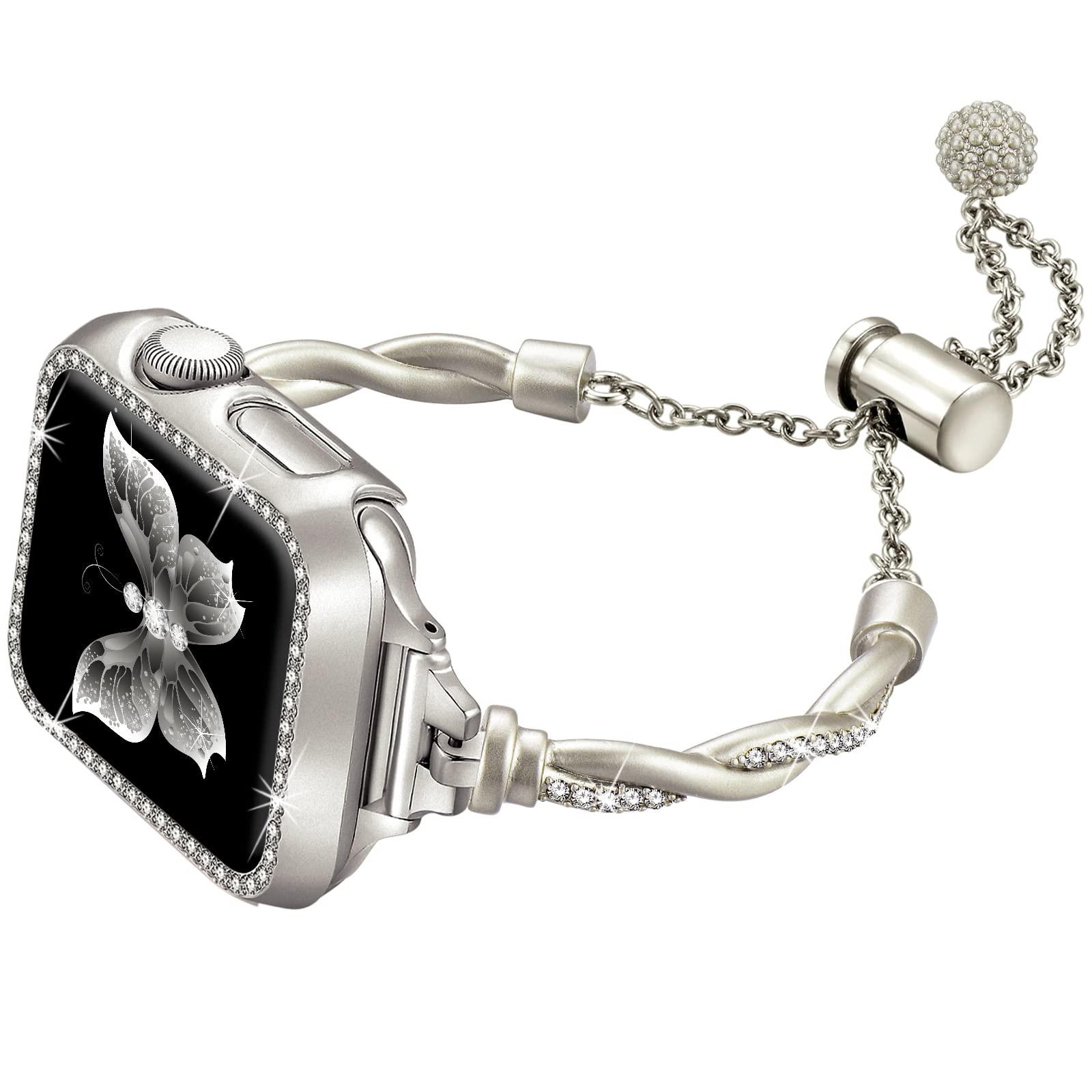 

Watch Strap for Apple Watch Series 10 42mm/9 8 7 41mm/SE (2023) SE (2022) SE 6 5 4 40mm/3 2 1 38mm Watch Band Metal Wrist Strap Starlight