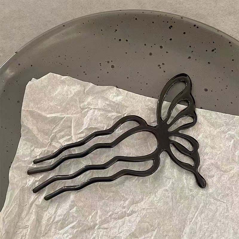 

Модная металлическая полая заколка для волос в виде половины крыльев бабочки для женщин, простая золотистая U-образная шпилька, ювелирные аксессуары