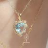 Luxury Gold Color Jewelry Heart Necklace Women 925 Sterling Silver Sapphire Pendant For Woman Wedding Gift Fine Jewelry Nk128