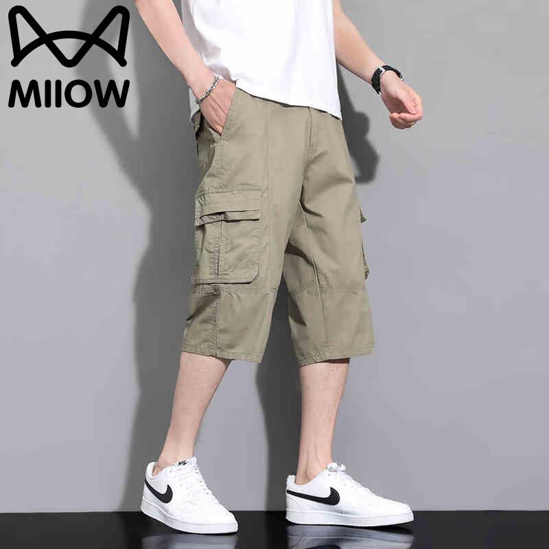 MaoRen Men's Lightweight Cotton Loose Fit Cropped Cargo Pants
