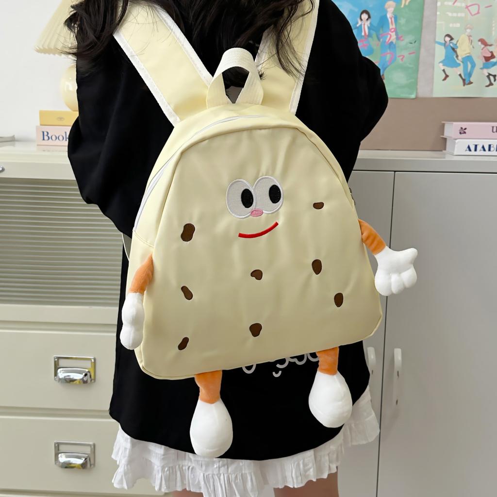 Schoolbag biscuits small schoolbag female Japanese cartoon cute canvas backpack girl student backpack cute animation casual versatile