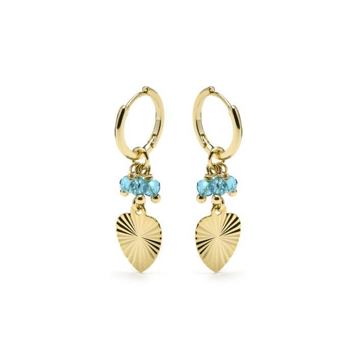 Boucles d'oreilles - LUXENTER - Sopu - Argent 925 - Or jaune 18k - Cristal vert