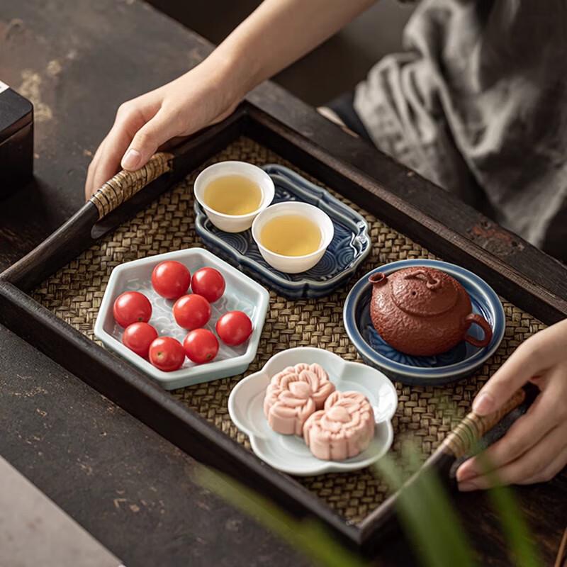 VAKADA Chinese Ceramic Irregular Fruit & Snack Plates - 4-Piece Set