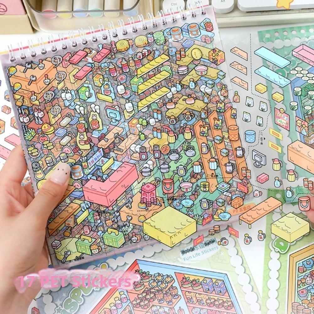 Shop Scene Scenery Stickers 10 Scenes 28 Sheets 3D Stacking Sticker  Children Toy