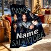 Custom Name Personalized Damon Salvatore Print Blanket, Home Decor, Bedroom, Sofa, Camping, Couch, Gifts for Birthday Christmas
