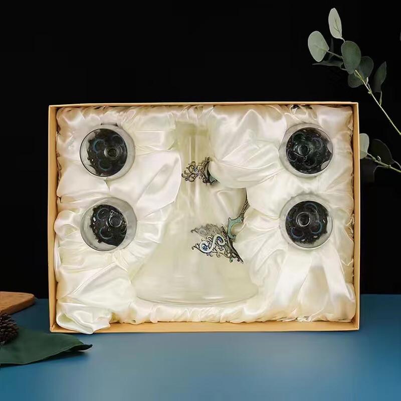 Daisy Crystal Enamel Wine Decanter & Glass Set