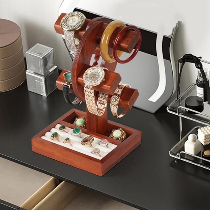 Multipurpose Adjustable Sturdy Wood Jewelry Display Stand for Watches Bracelets and Bangles Elegant Showcases