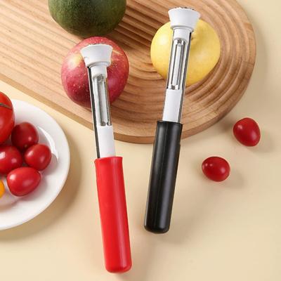 Descascador e removedor de caroço de frutas 2 em 1 com lâminas duplas serrilhadas em aço inoxidável, cabo ergonômico, utensílio de cozinha.