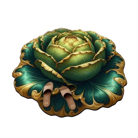

Floor Mat Non-Slip Crystal Velvet Rug 3D Chinese Cabbage Shape Living Room Bedroom Plush Floor Mat Home Decor 70cm E