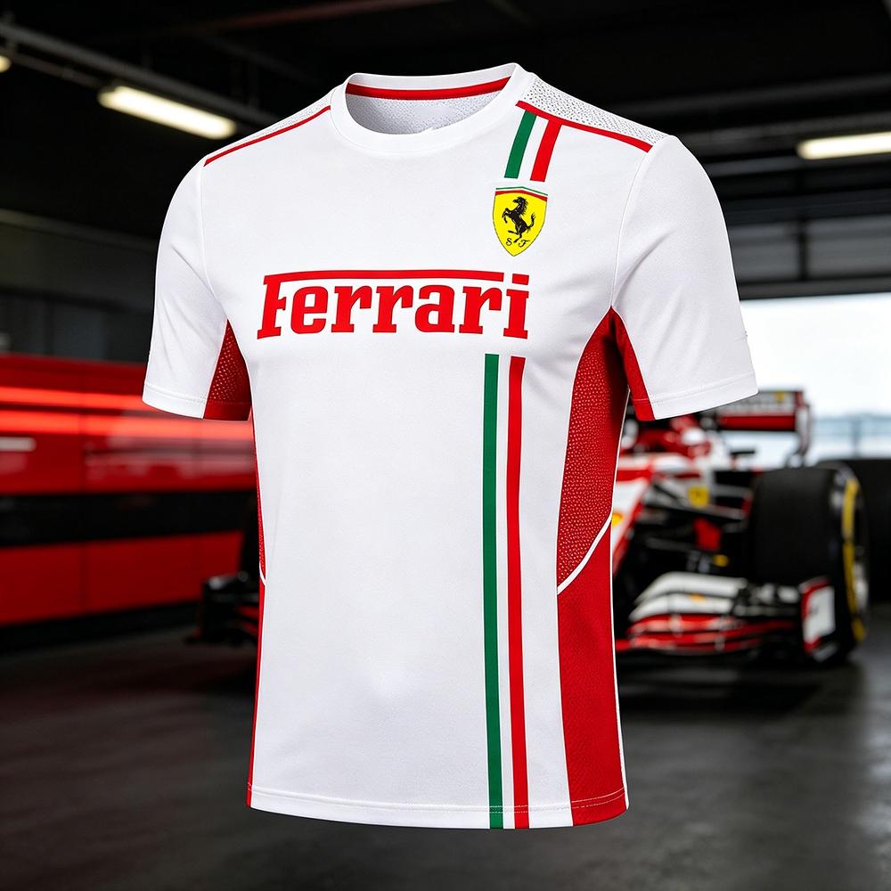 2026 Ferrari Summer Round Neck 3D Print T-shirt Formula 1 Motor Racing Short Sleeve Top