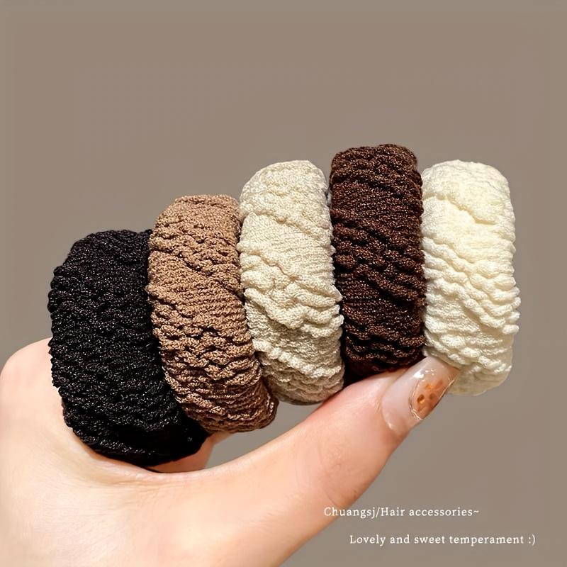 5 stk Kvinners Lav Hestehale Hårstrikker - Tykke Høy Elastisitet Hårbånd, Slitesterkt Mykt Hårtilbehør for Kvinner Hverdag & Spesielle Anledninger