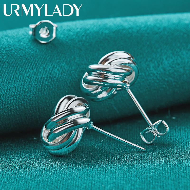 925 Sterling Silver Tie A Knot Stud Earrings For Women Fashion Jewelry