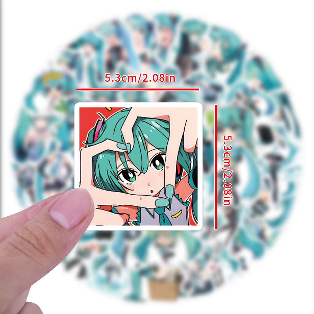 60-Count Hatsune Miku Cartoon Graffiti Stickers for DIY Decoration