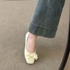 2025 spring and autumn new shallow pedal flat-soled bow soft-soled single shoes fashionable versatile French Mary shoes