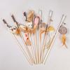 1Pc Pet Cat Teaser Cat Stick Self-hi Interactive Hemp Rope Rod Wooden Handle Animal Mouse New Toy
