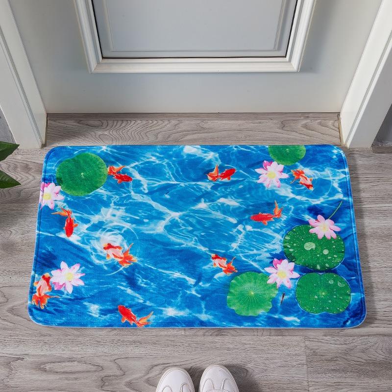 Pink Lotus Flowers Pattern Small Carpet Floor Doormat Non-Slip Soft Modern Stylish for Living Room Entrance Bedroom Decoration