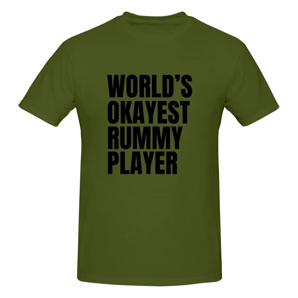 World S Okayest Rummy Player Black Soft And Glutinous Tshirt Korean Style Casual Small Patterns Basic Tee