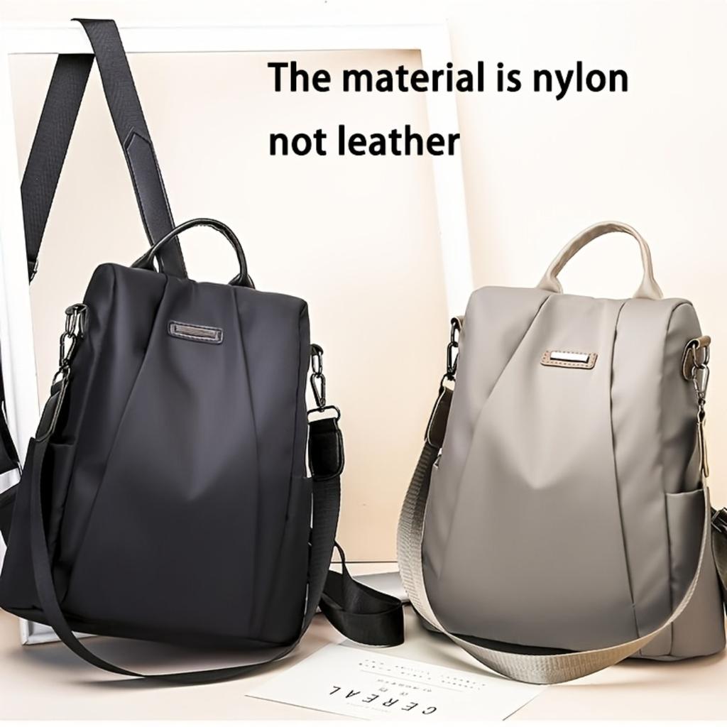 Korean Style Women Large Capacity Soft Shell Backpack,Lightweight Durable Bag With Front Pocket Adjustable Straps Gold Hardware For School Travel
