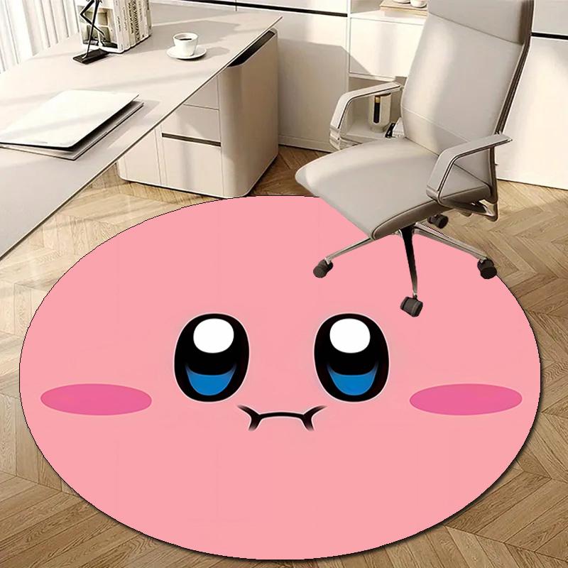 1pc Kirby1 Design Printed Area Round Carpet for Bedroom Living Room Home Decor Rugs Mat Non Slip Mat Rug for Bedside