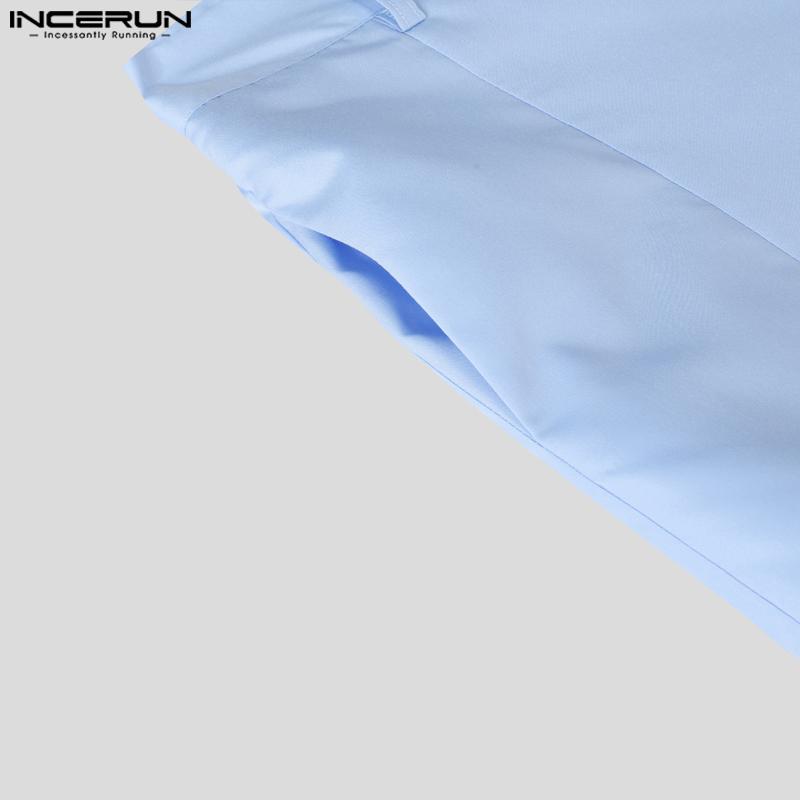 INCERUN Two Piece Suit Men Stand Neck Long Sleeve Shirts Trousers Casual Sets