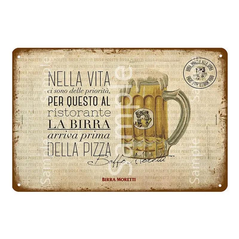

Пиво Moretti пиво метал дитячий вінтажний паб бар клуб чоловік печера олово пластини настінний декор італійський алкогольний напій метал 20x30cm（7.8x11.8inch）