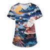 Women's Fashion V-Neck Short Sleeve Overalls With Pockets Christmas Printed Tops  Clothes