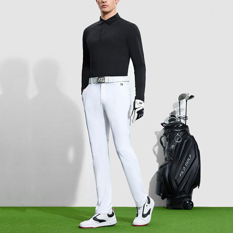 FILA 2023 Autumn New Fashion Casual Knitted Long Sleeve Polo Shirt Men tops Deep-Black A11M335203FBK
