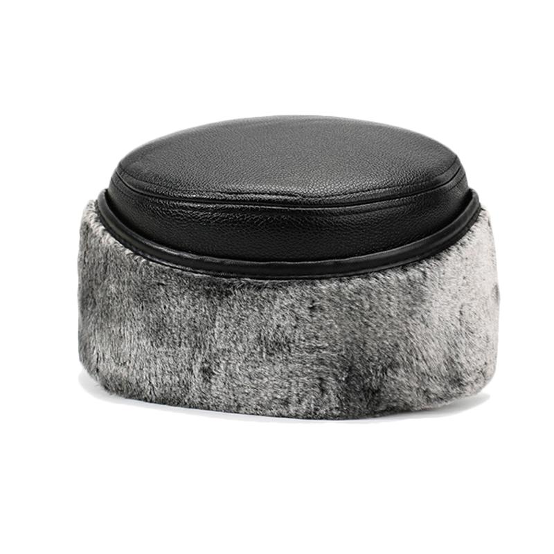 Middle-Aged and Elderly Hat Men's Winter Warm Father Grandfather Leather Hat Velvet Cold-Proof Old Man Ear Protection Flat Cap