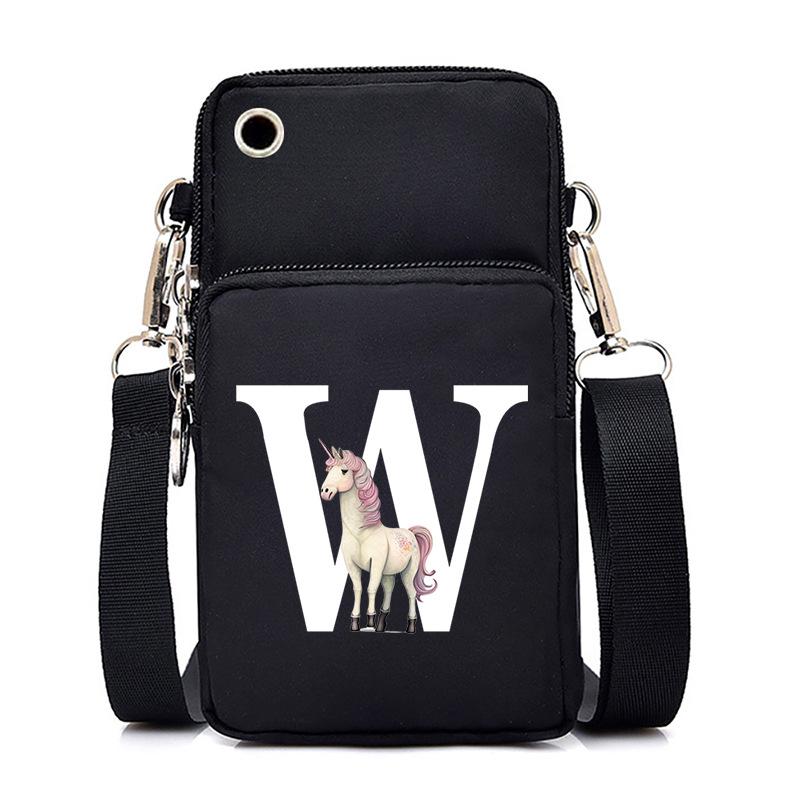 Unicorn Unicorn Letter Printing Black Oblique Span Bag Casual Portable Multi-Function Mobile Phone Bag