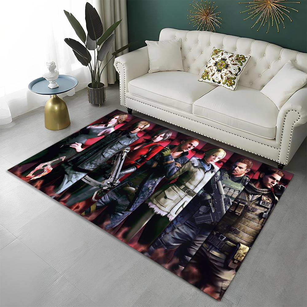 3D R-Resident Evil Gamer Spiele Teppich Teppich für Zuhause Wohnzimmer Schlafzimmer Sofa Fußmatte Dekor, Kinder Spielbereich Teppich Rutschfeste Bodenmatte