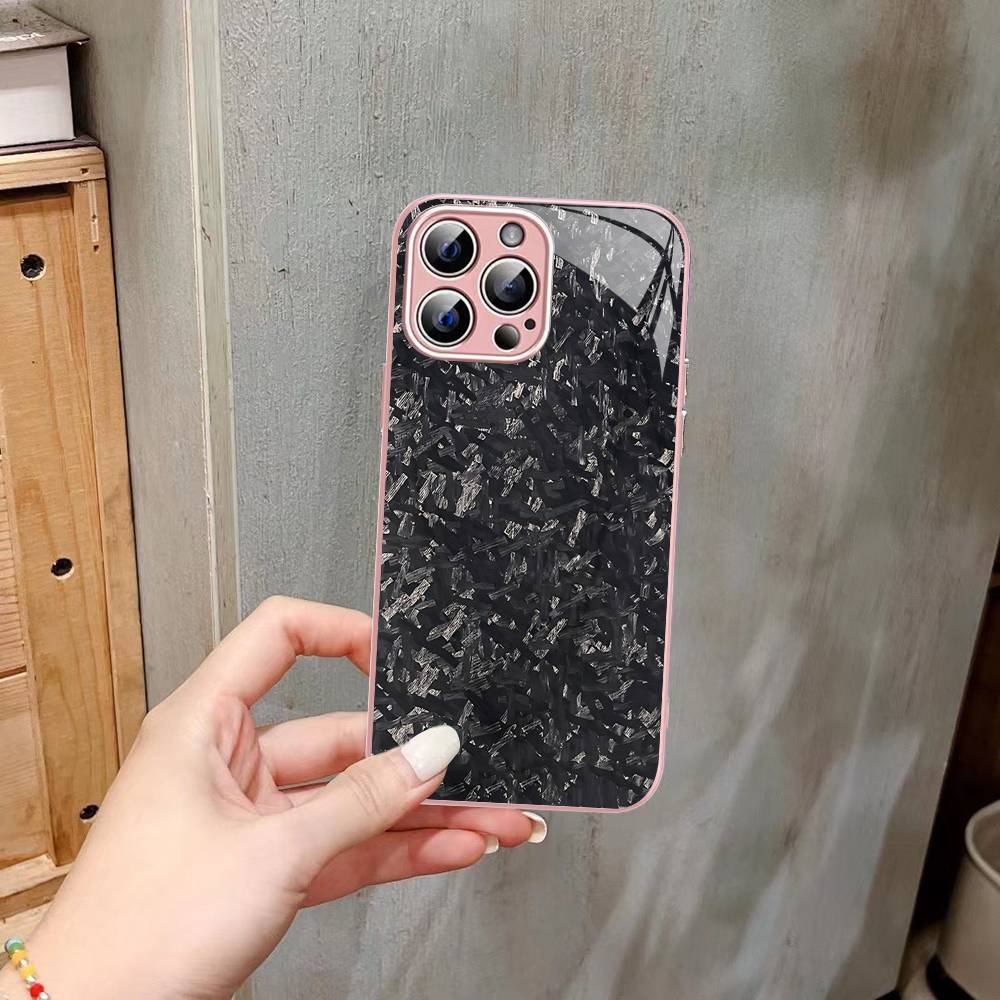 Forged Carbon Fundas Tempered Glass For Iphone 14 13 12 11 Pro Mini XS MAX 14Plus X XS XR Fundas