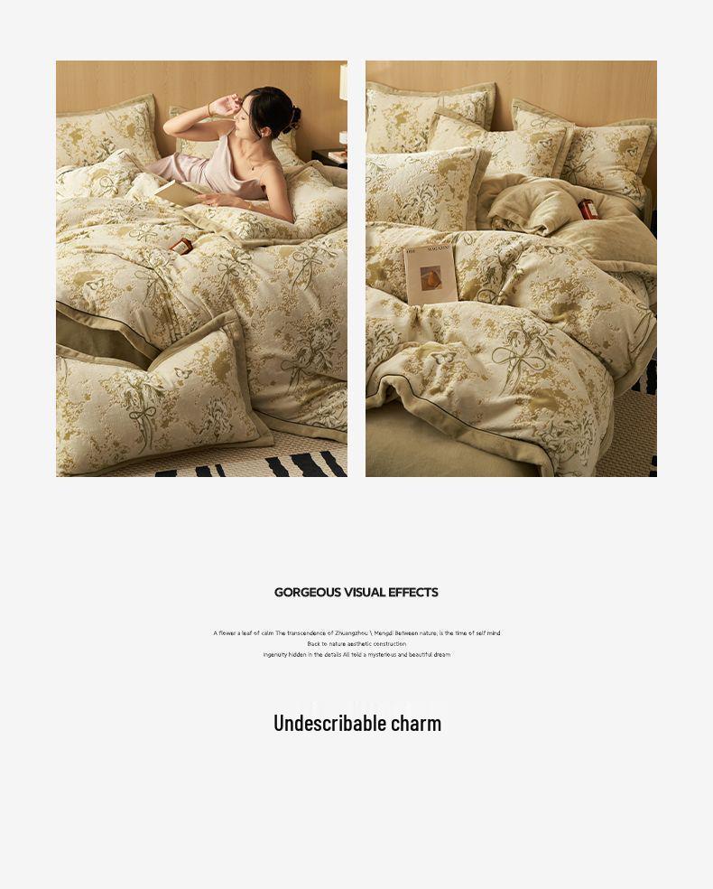 G5Z High Gram Milk Velvet Duvet Cover Set - Single Piece, Autumn/Winter, Thick & Warm with Pillow Covers.