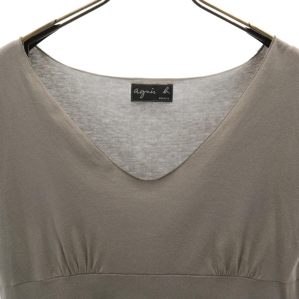 agnes b. Made In Japan Short Sleeve Cut Charcoal Gray Women Used