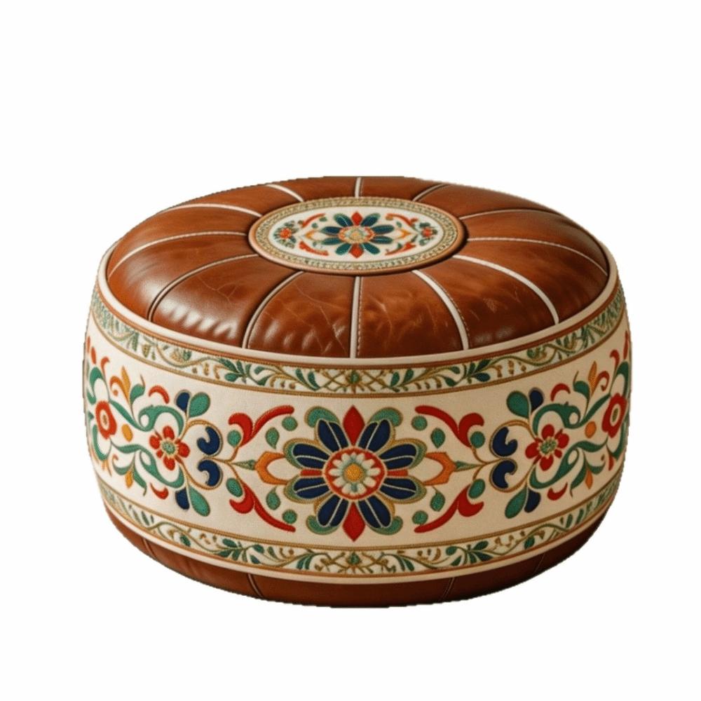PU Leather Round Sofa Stool Cover Space-Saving Tatami Sitting Mat Storage Leg Bench Apartment