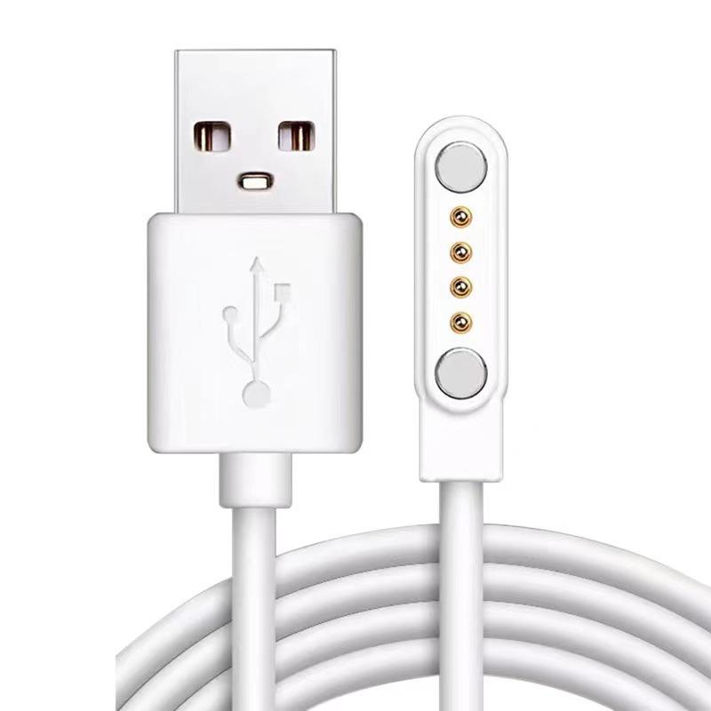 Universal 2Pin 4mm 7.62mm 4Pin Strong Magnetic Charge Cable USB Charging Line Cord Black White For Smart Watches
