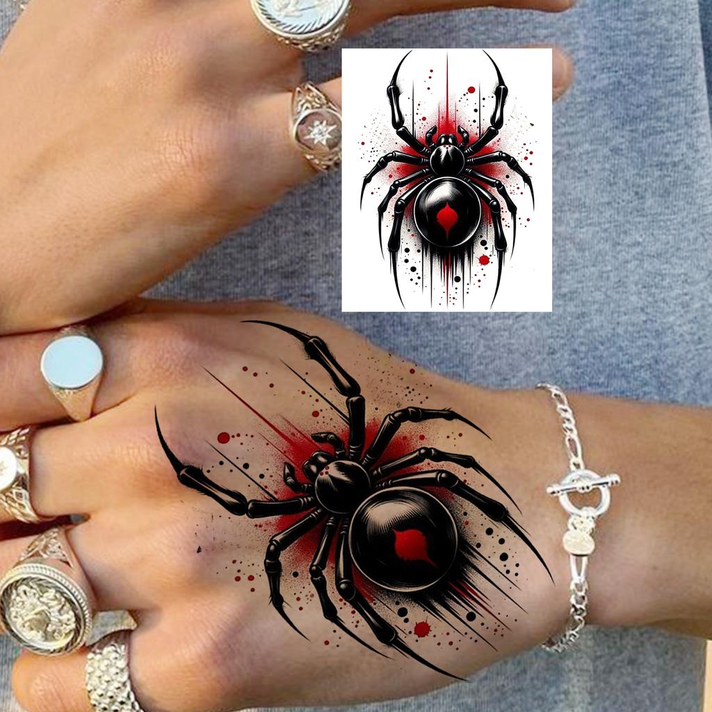 1 list Halloween pavouk žralok můra dočasné tetování pro ruce paže dospělých, dočasná falešná tetovací nálepka dlouhotrvající realistické tetování
