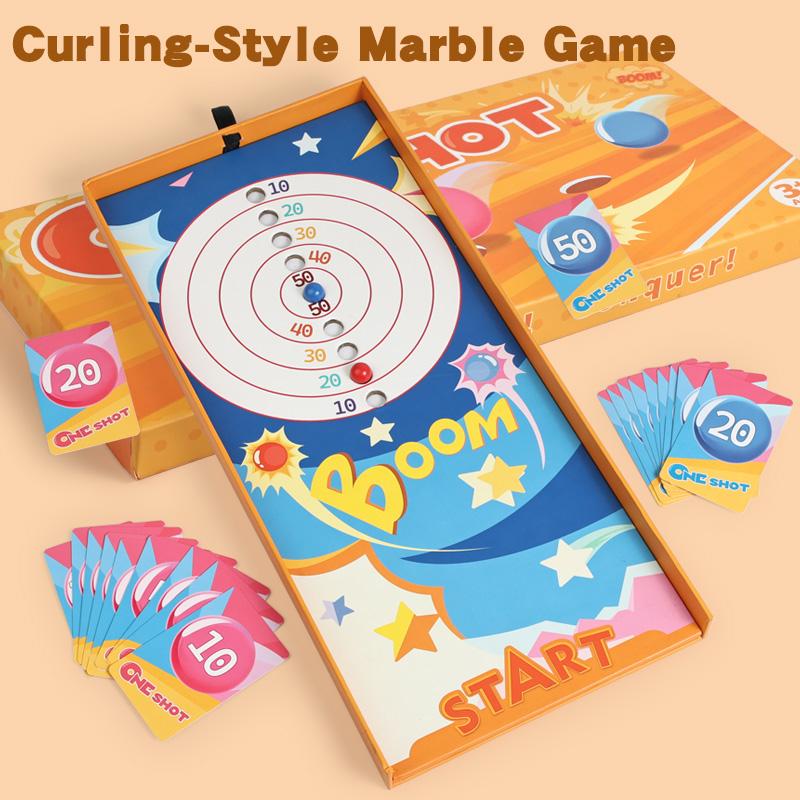

Curling-Style Marble Game - Portable Desktop Marble Shooting Toy Suitable For Children s Hand-Eye Coordination Interaction