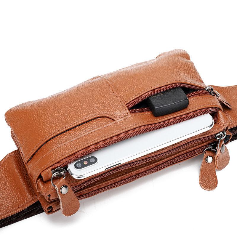 Waist Bag for Men, Close Fitting, Crossbody, Casual, Single Shoulder, Horizontal, Travel, Double-layer Mobile Phone, Men's Bag