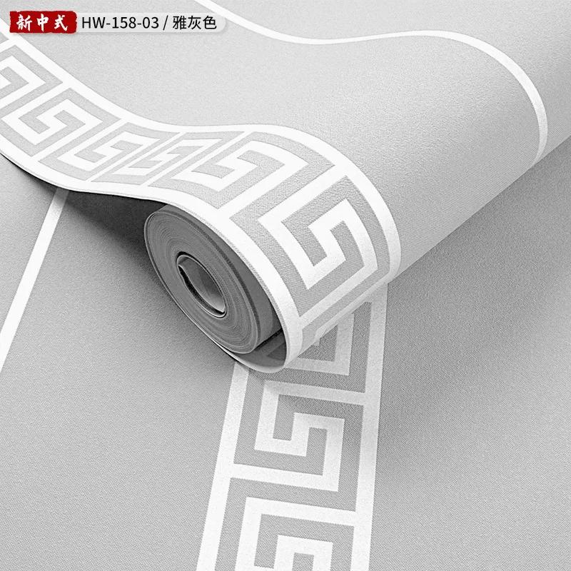 Retro Brown Wallpaper Chinese Style Key Pattern Living Room 3d Three-dimensional Zen Buddhist Hall Classical Home Wallpaper